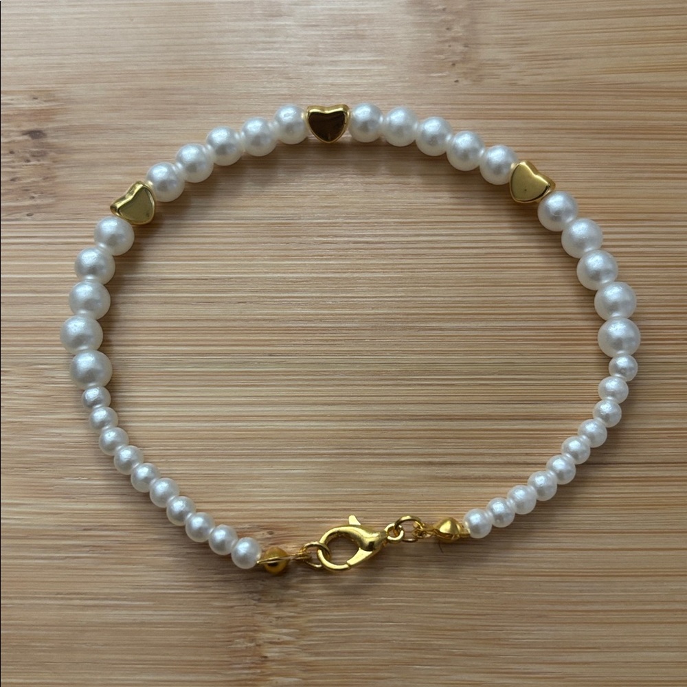 Gold and White Pearl Bracelet